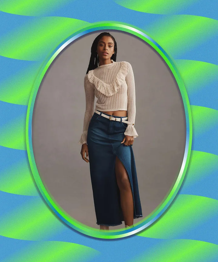 Denim Maxi Skirts Are Back Once Again This Spring