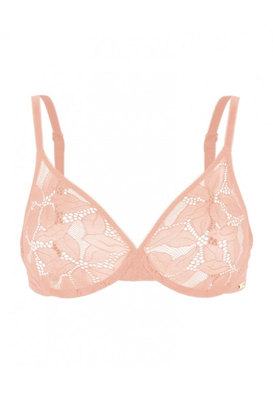 Pour Moi + Gigi Lace And Mesh Longline Triangle Bralette In Pink
