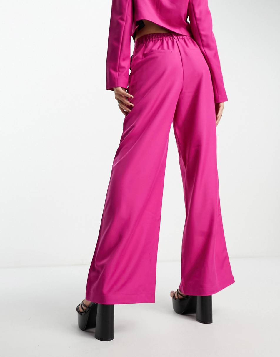 Only + Wide Leg Tailored Trouser Co-Ord in Pink