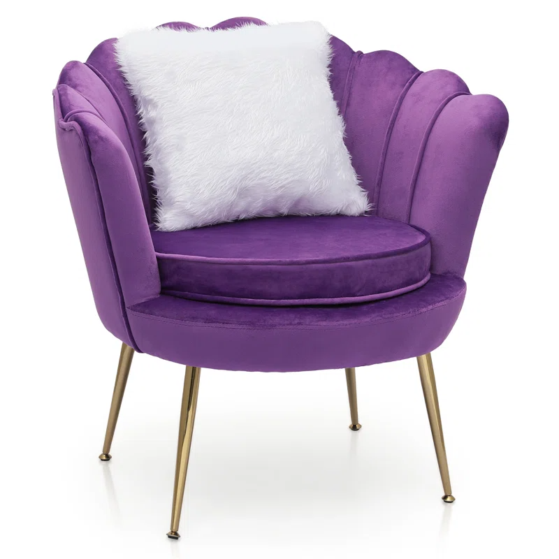 Mercer41 Tufted Velvet Scalloped Back Armchair