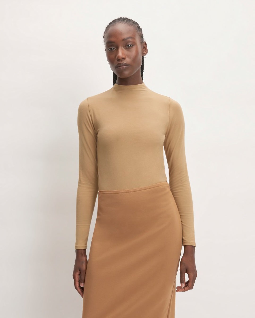 Astra Embellished Sleeve Corset Crop Top in Caramel