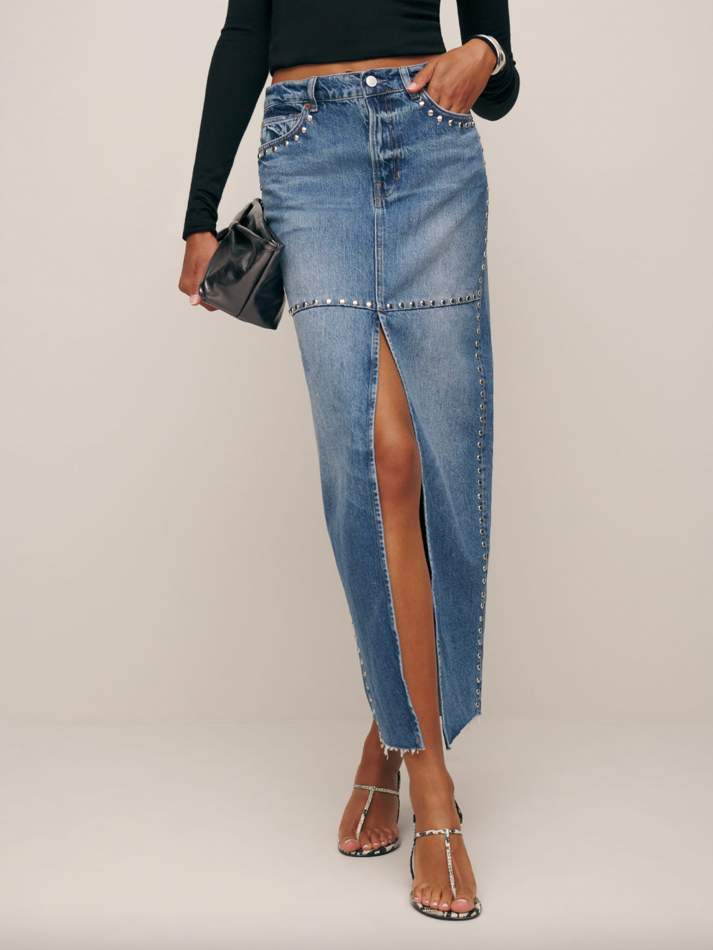 OK, so denim maxi skirts are in, and these 5 styles are all under $50 on
