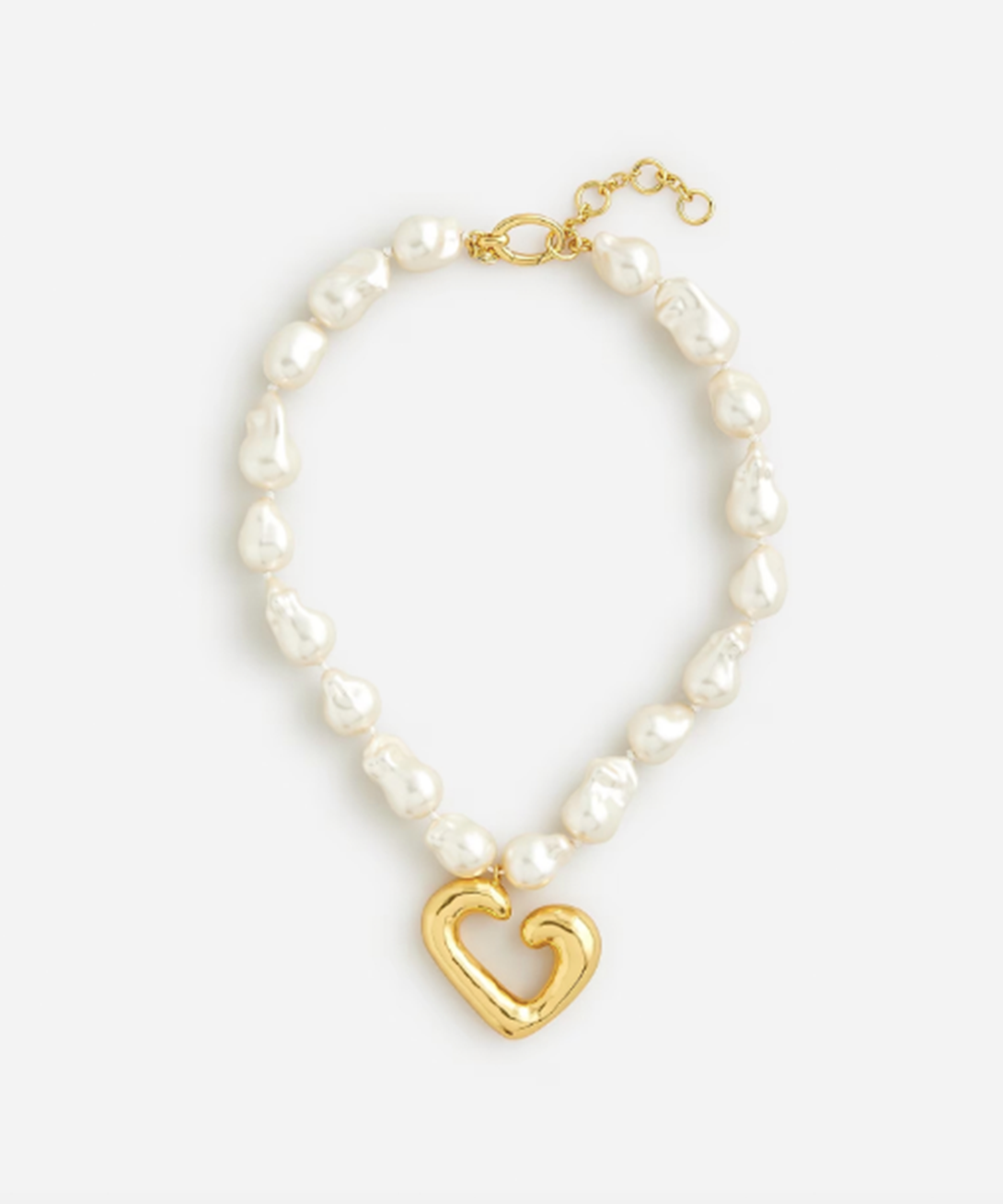 J.Crew + Heart and Pearl Pendant Necklace