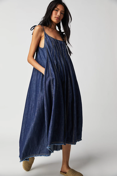 Free people nicole cotton top denim shirtdress