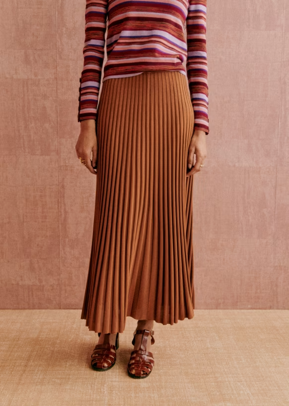 AMANI LAUREL GATHERED WAIST MIDI LINEN SKIRT