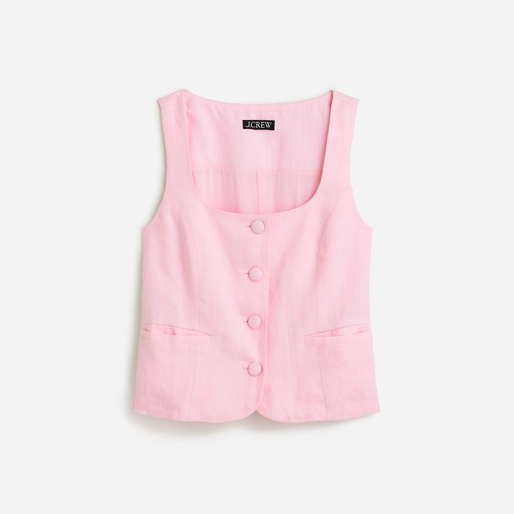 WV PROJECT★check long single coat JJOT7206 J.Crew + Scoopneck Linen-Blend Vest