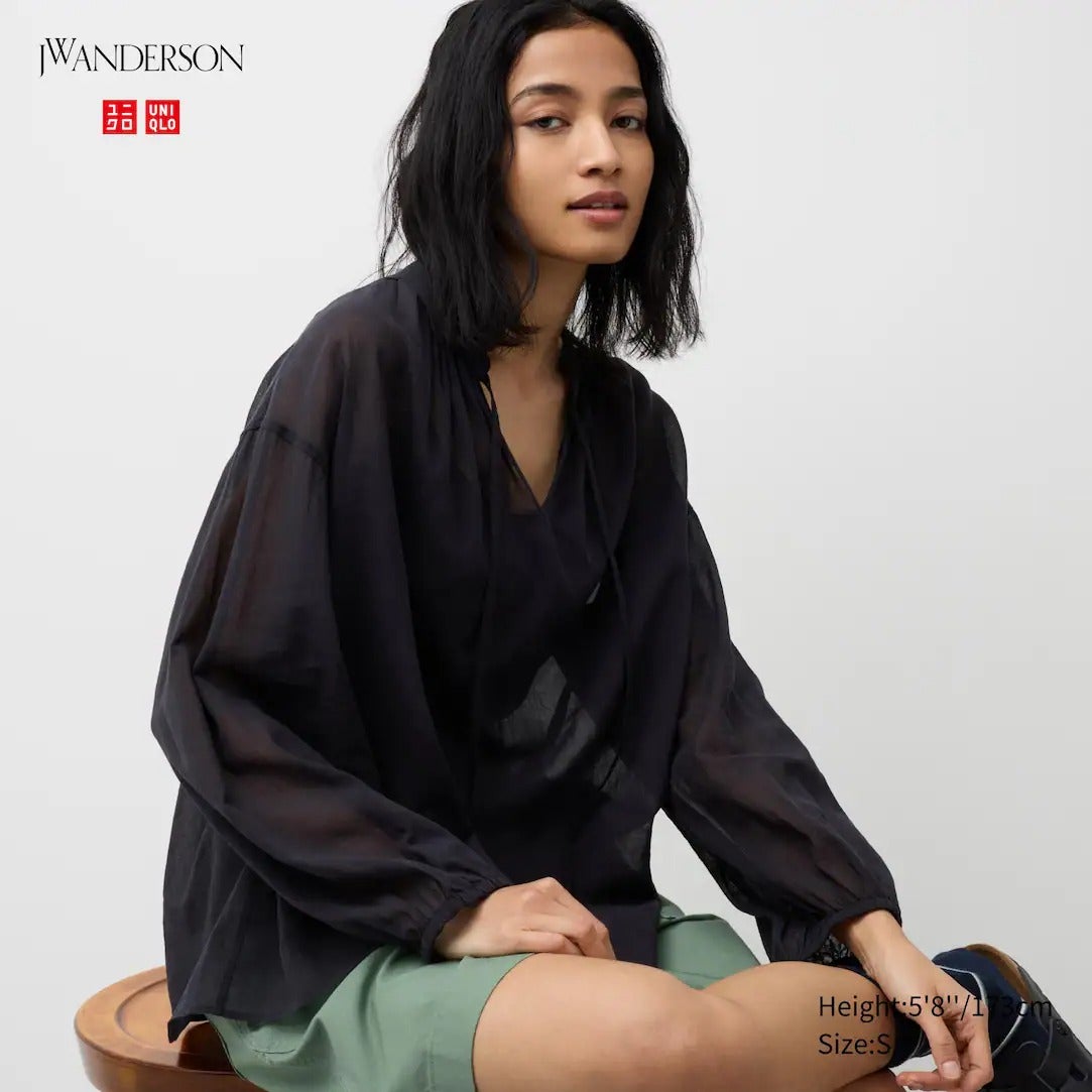 Uniqlo x J.W. Anderson + Cotton Sheer Volume Long Sleeve Blouse