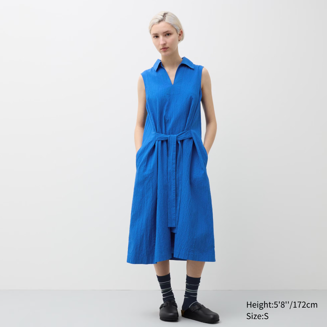 Uniqlo x J.W. Anderson Cotton Seersucker Belted Sleeveless Dress