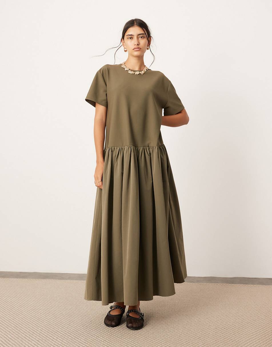 ASOS EDITION Satin Panelled Wedding Dress with Fishtail