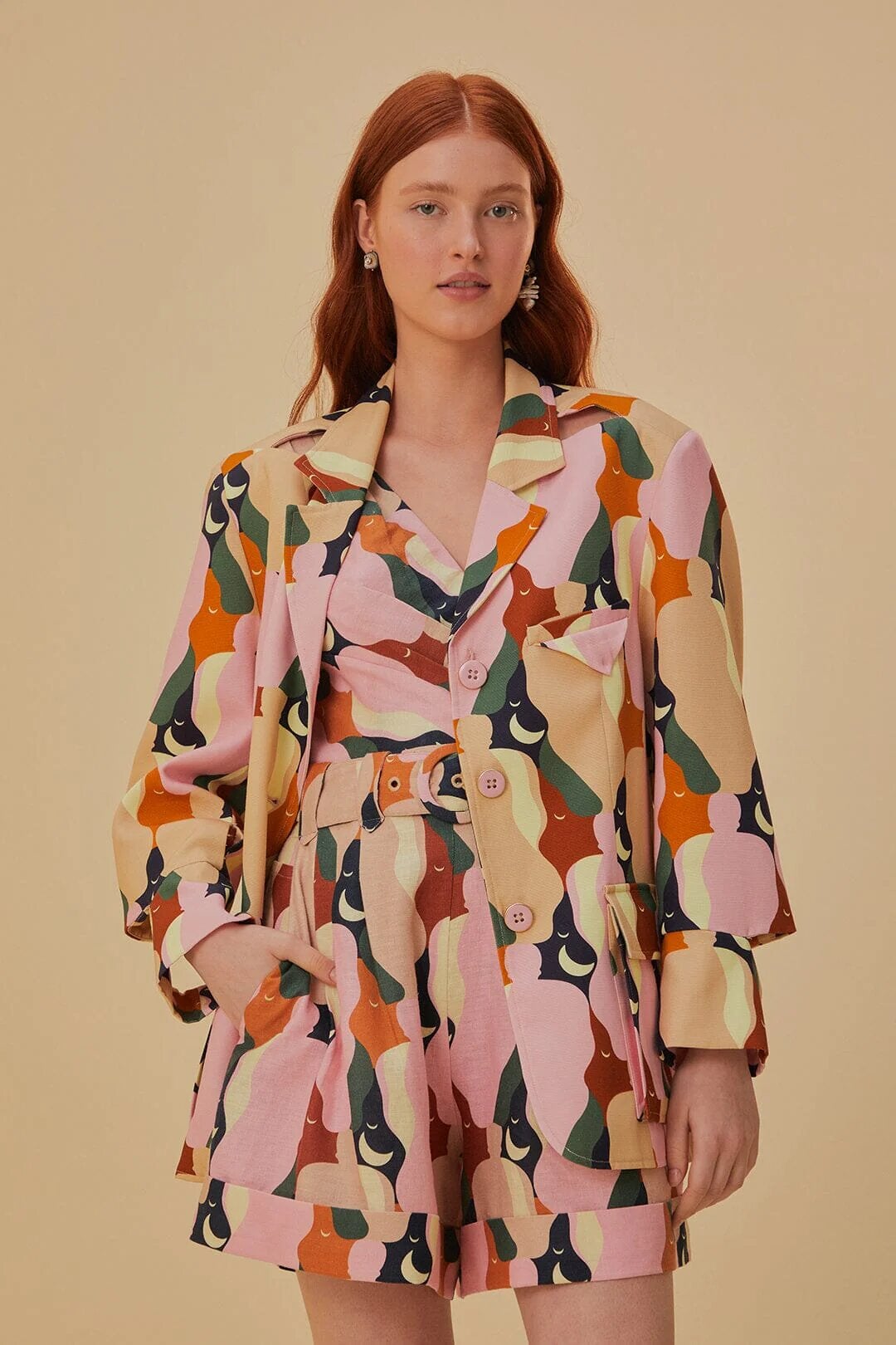 Farm Rio + The Kiss Multicolor Cut Out Blazer