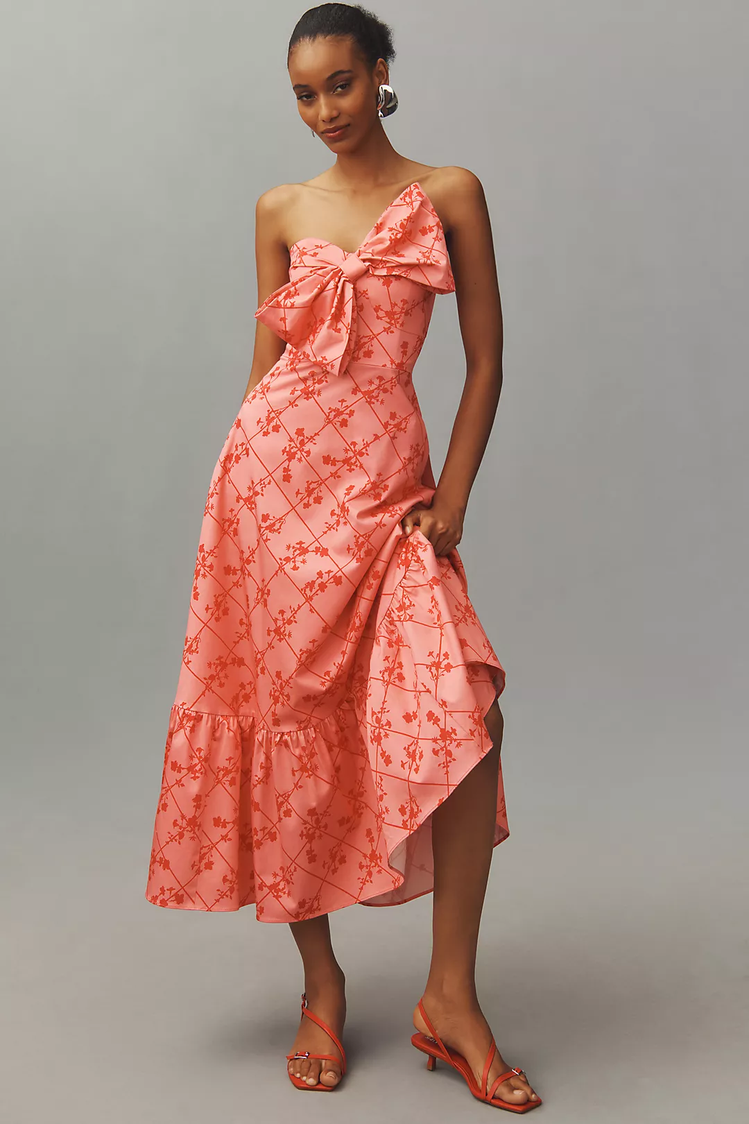 colorblocked bow tie maxi dress