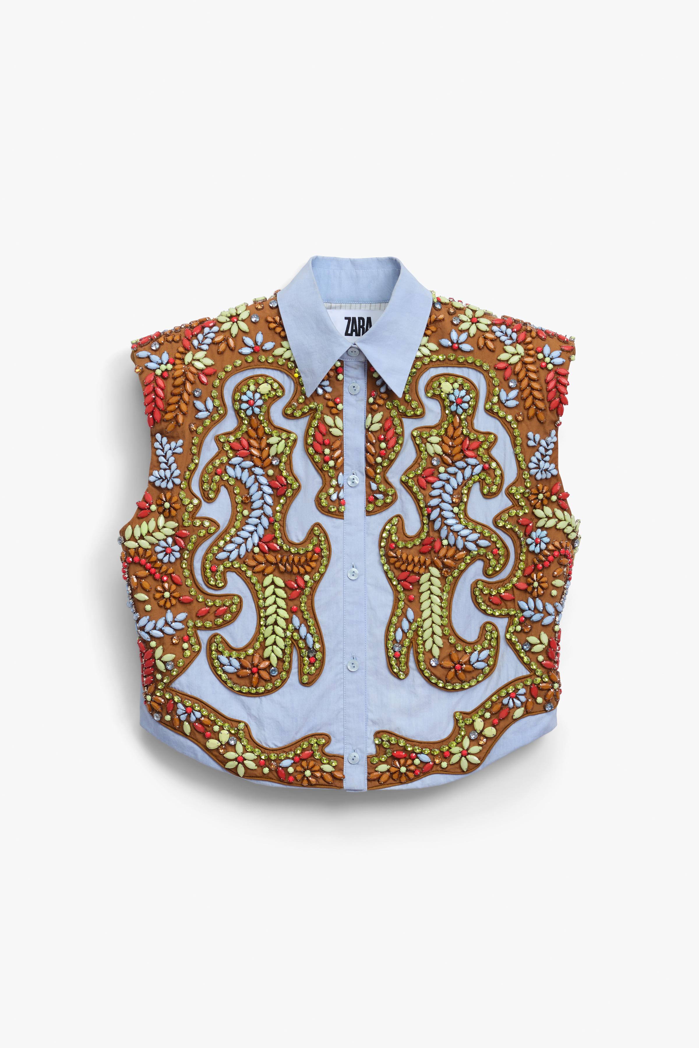 Zara Icons + Embroidered Tulle Shirt