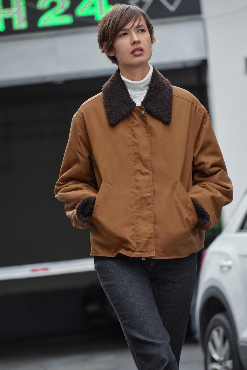 美品★ ESSENTIAL CURVE COLLAR JACKET ZARA CONTRAST COLLAR JACKET ZW COLLECTION 🔖OUTER SHELL 65