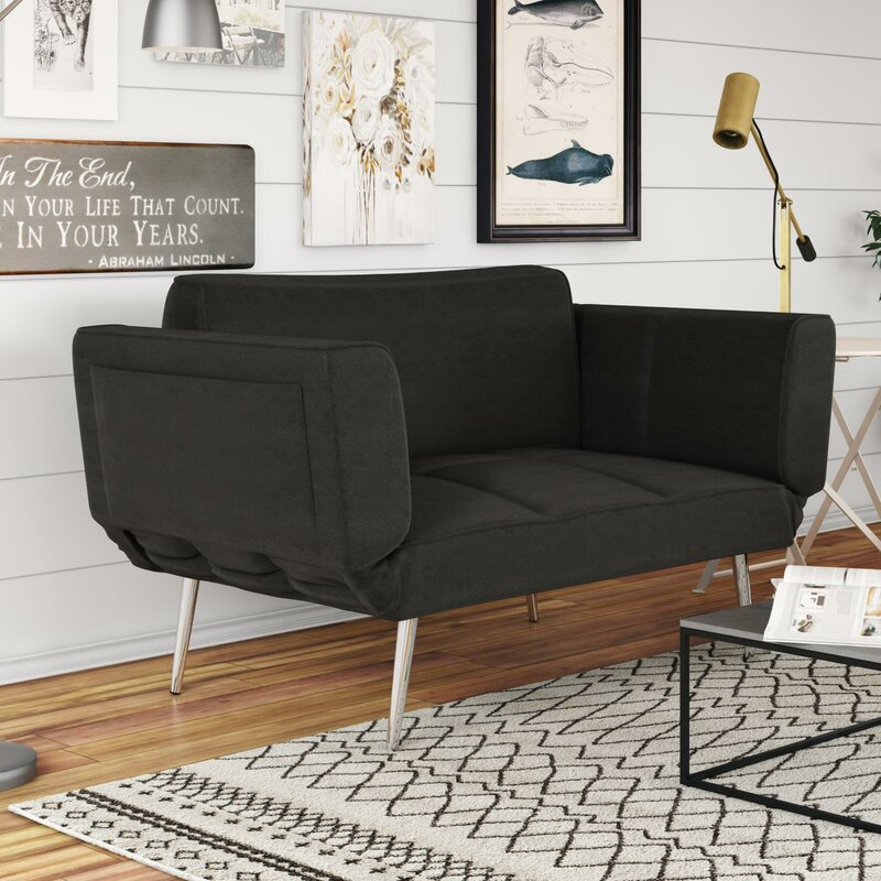 Novogratz + Leyla Twin 60” Upholstered Tight Back Convertible Sofa