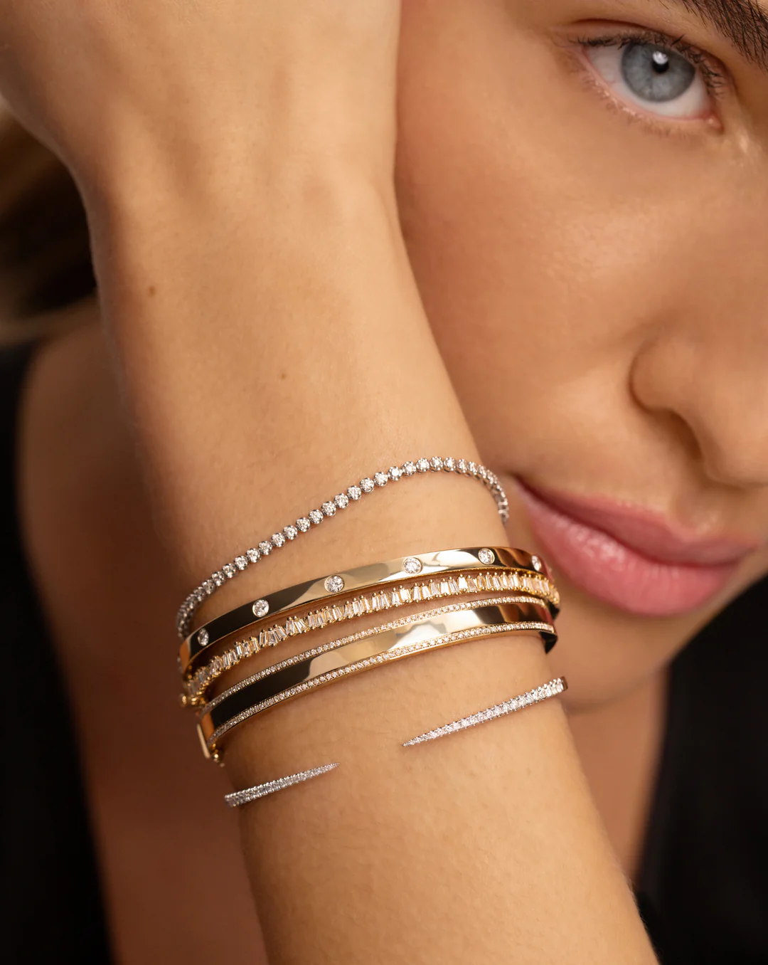 Wrist Ring Concierge Bracelet Rectangle Link Chain Bracelet In 10k