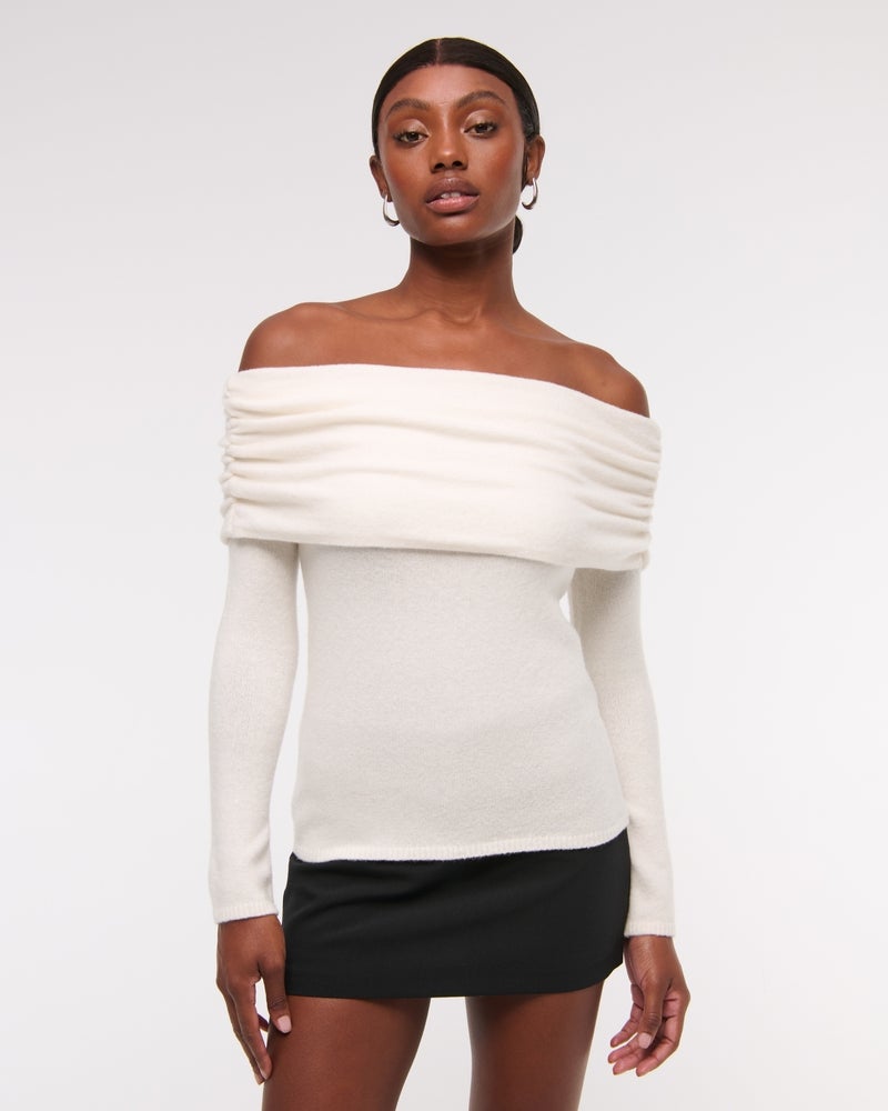 Abercrombie and Fitch + Foldover Off-The-Shoulder Sweater