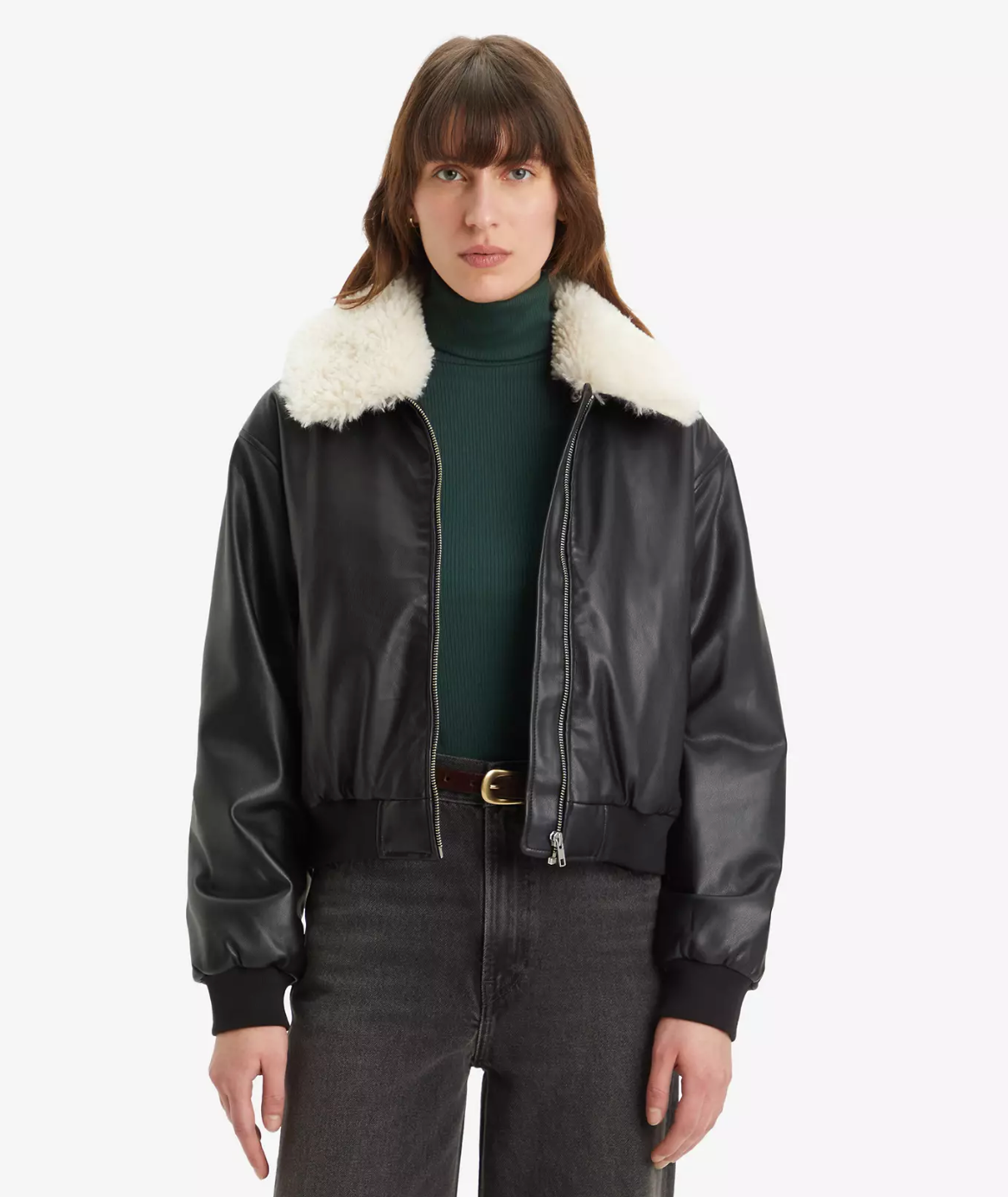 Mother the boxy faux shearling moto jacket online