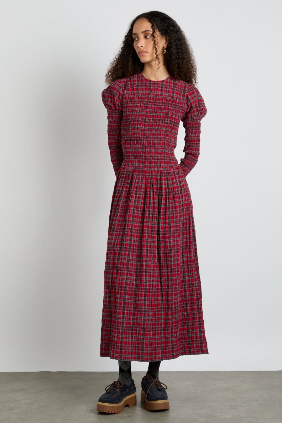 ワンピース madder madder magical sleeve check dress ON/OFF “Luna