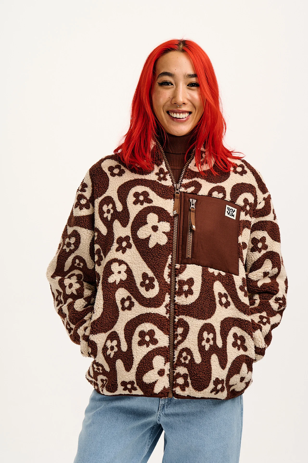 Lucy & Yak + Harper – Borg Fleece Jacket in Brown &