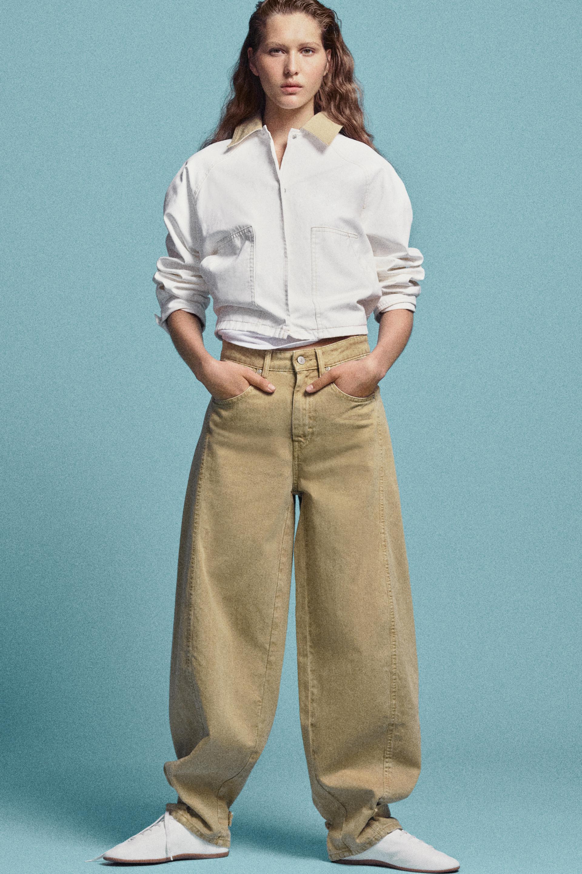 Zara + Balloon Pants With Belt Loops