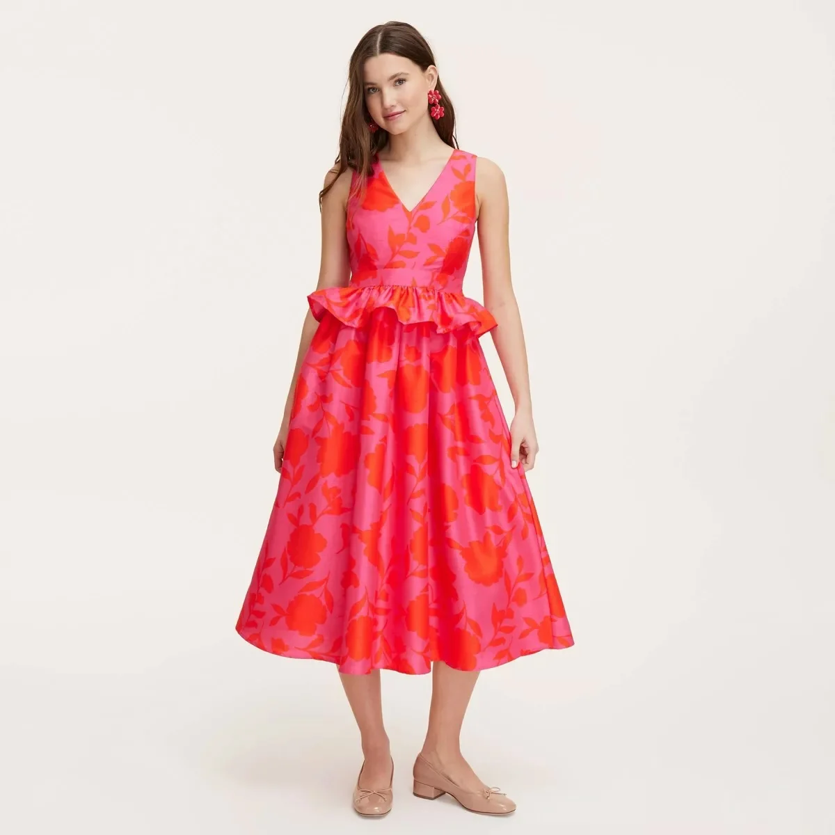 Kate Spade New York * Target Rose Peplum midi ドレス Kate Spade New York x Target + Classic Rose Peplum Midi Dress
