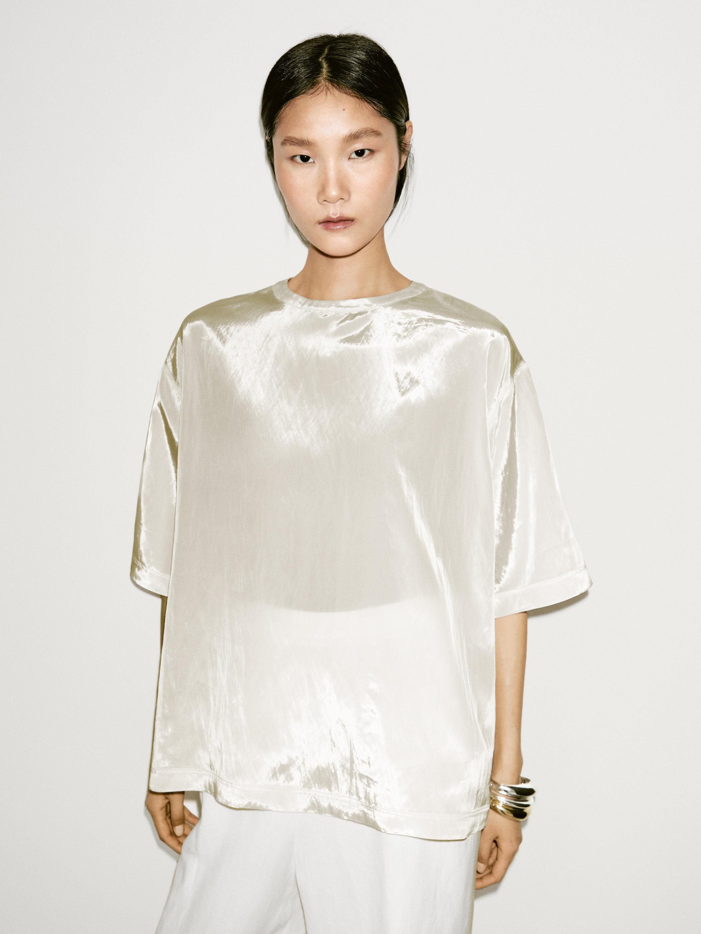 Massimo Dutti + Short Sleeve Organza T-Shirt Massimo Dutti + Short Sleeve Organza T-Shirt
