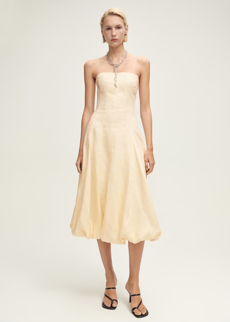Zara + Strapless Printed Tulle Dress