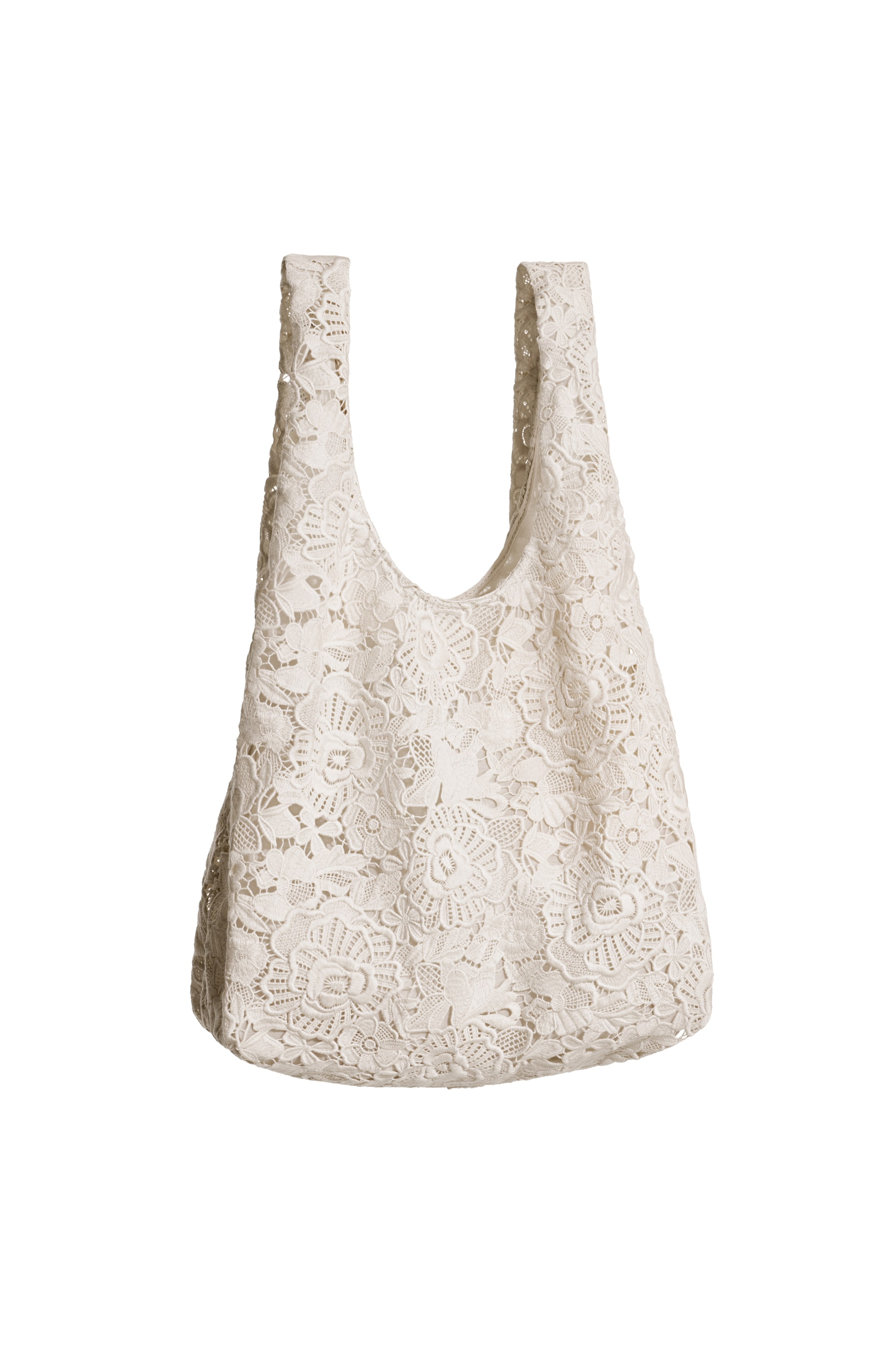 Magda Butrym x H&M + Lace Tote Bag with Floral Appliqué Magda Butrym x H&M + Lace Tote Bag with Floral Appliqué
