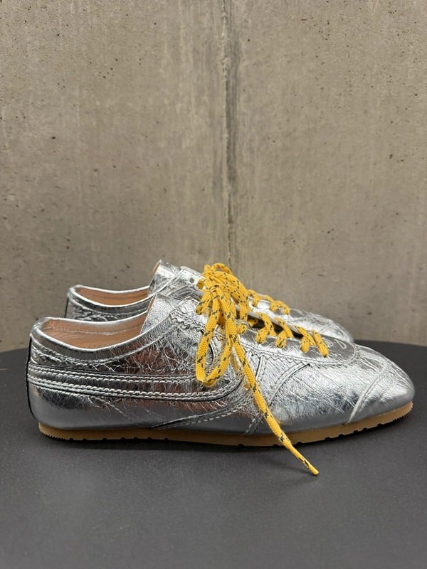 Dries Van Noten + Paneled Snake-Effect Leather Sneakers