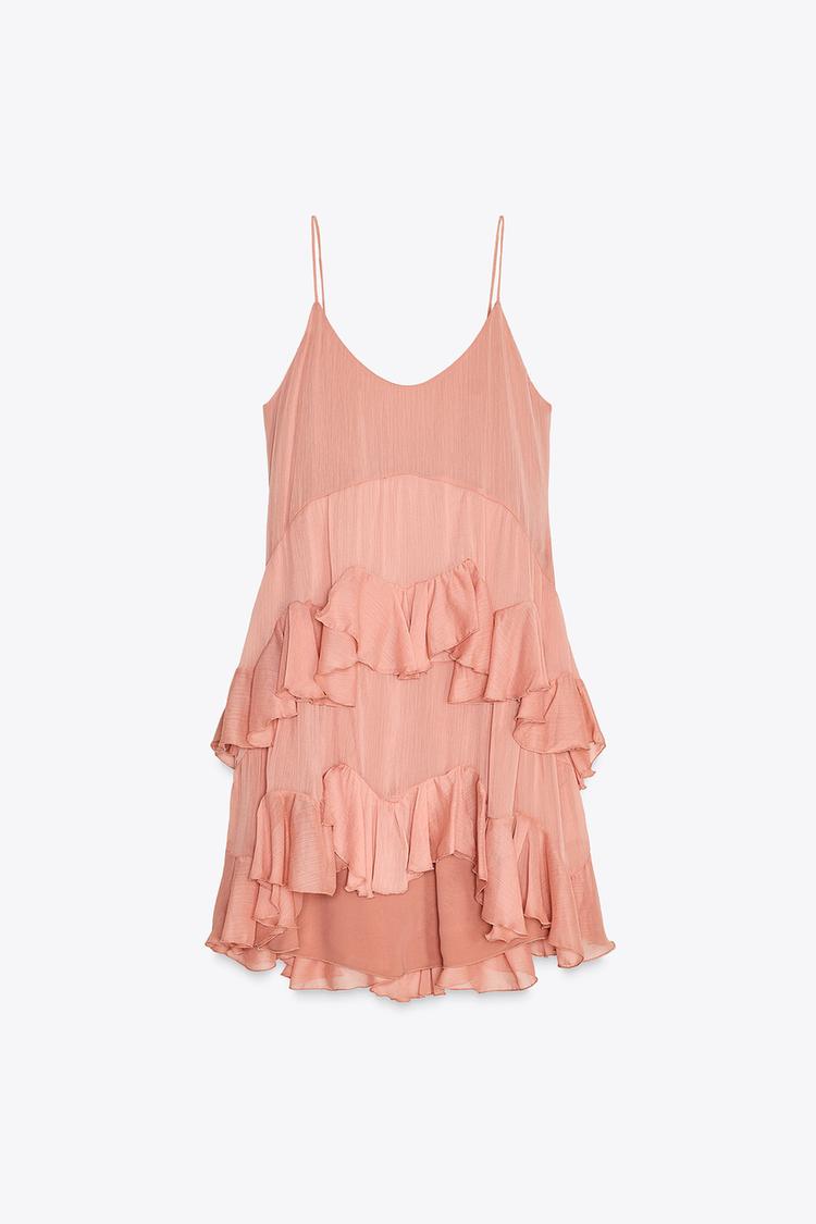 安心★関税込み★ZARA★ZW COLLECTION SHORT DRESS WITH RUFFLES SHORT RUFFLE DRESS ZW COLLECTION - Light yellow | ZARA Canada