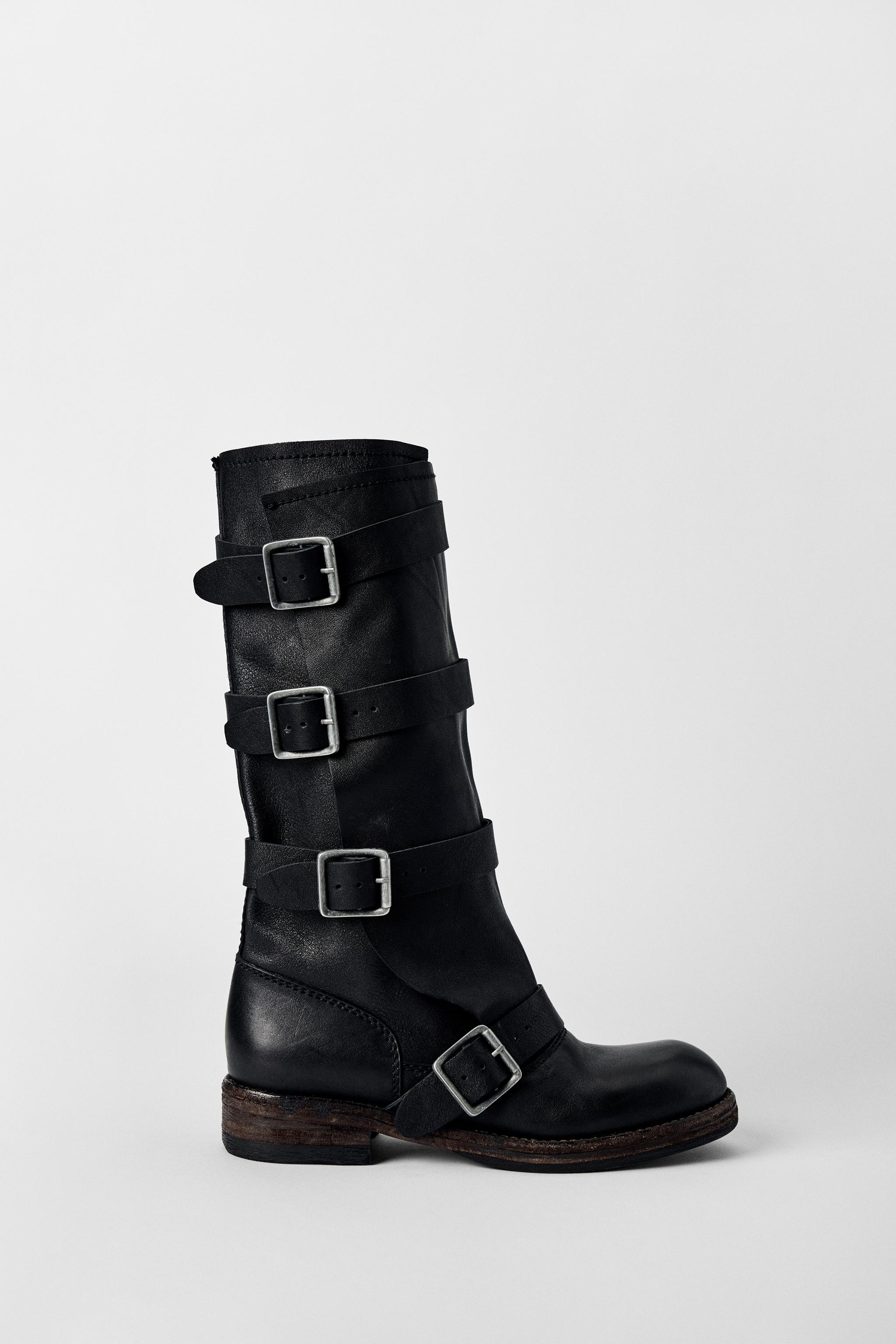 Kate Moss x Zara + LEATHER BUCKLE ANKLE BOOTS Kate Moss x Zara + LEATHER BUCKLE ANKLE BOOTS