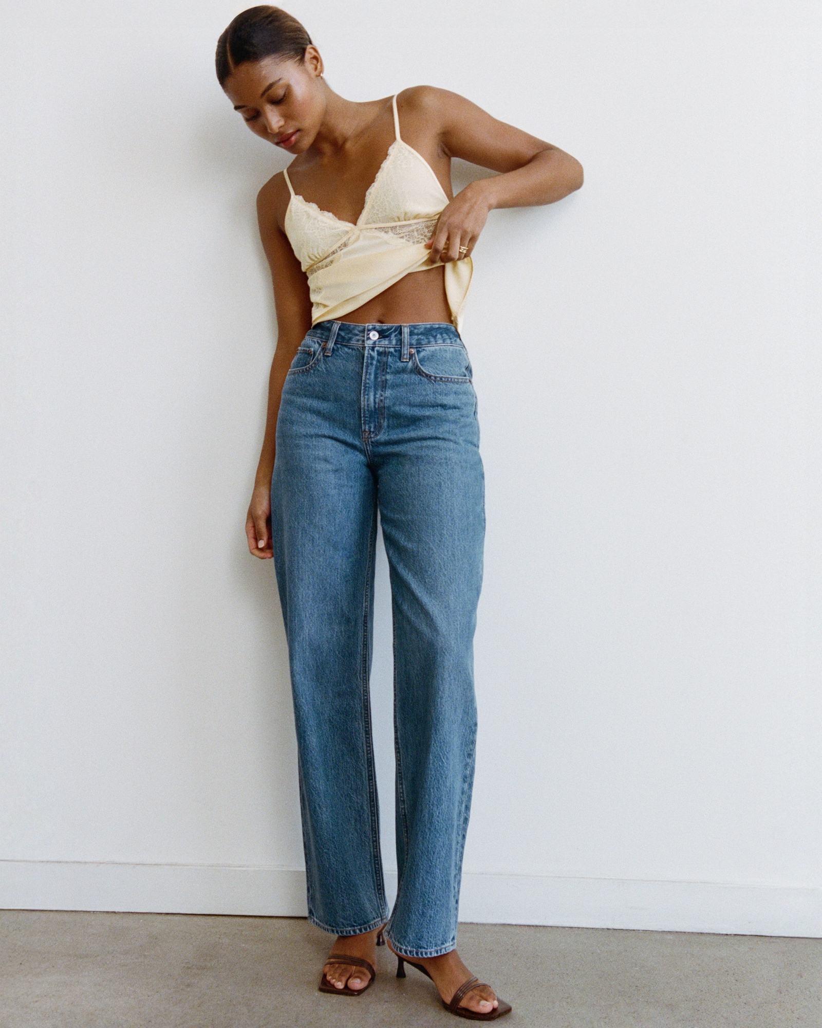 【Marine Serre】プリント high-riseストレートジーンズ Marine Serre + Moon-print straight high-rise upcycled-denim