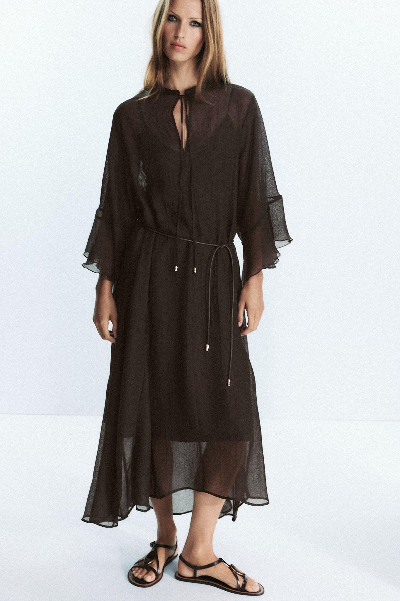 披風 Zara + Belted Caftan Dress
