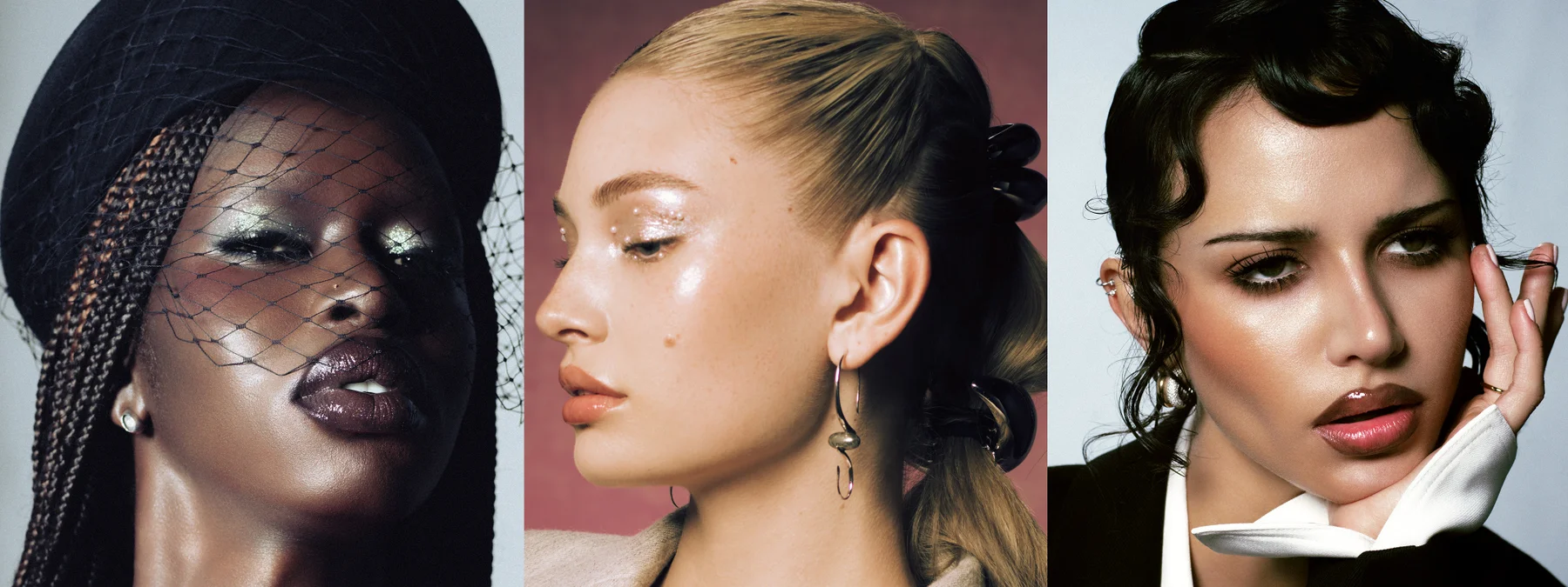 model with shimmery makeup