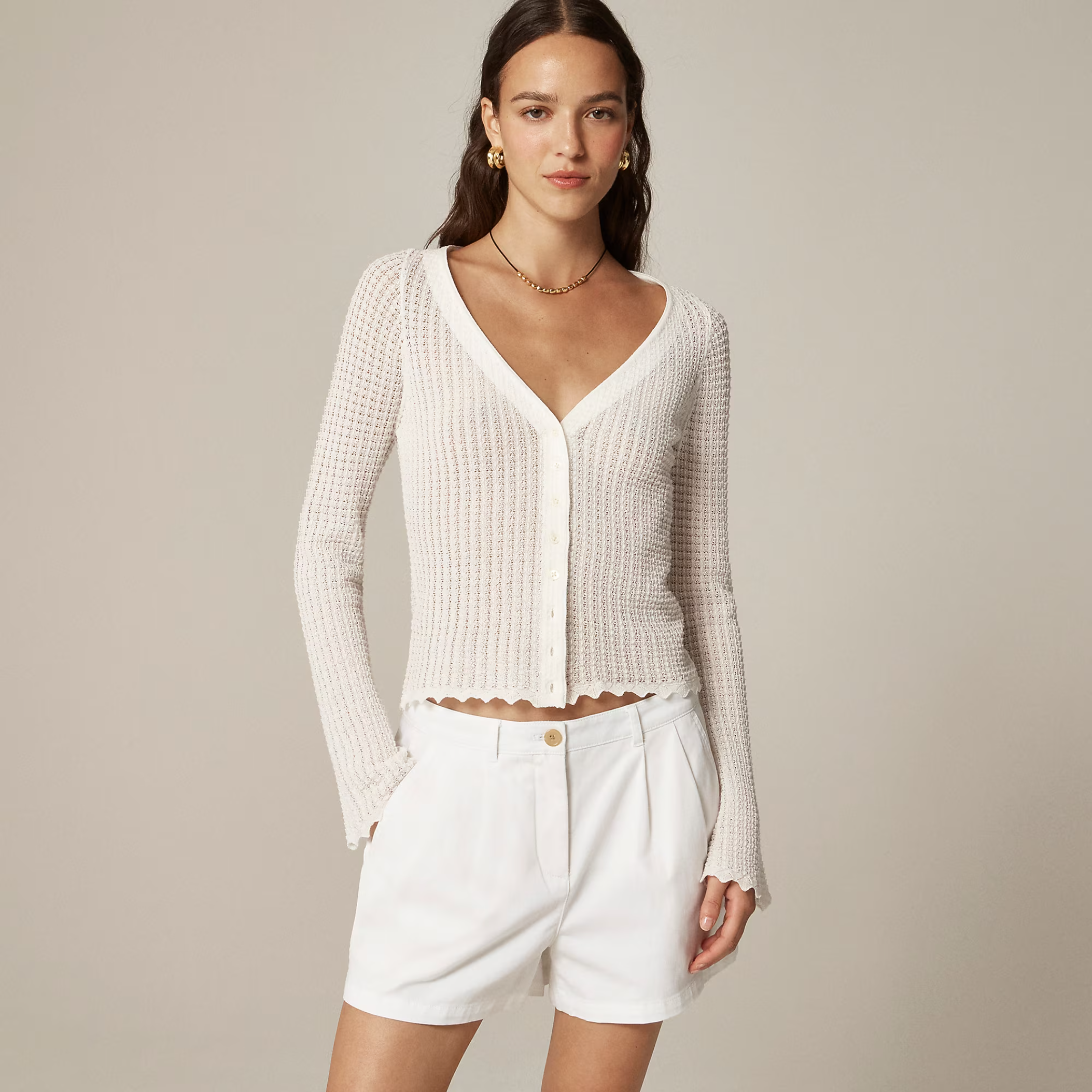 トップス YOKE ALPACA WOOL RIB CREW NECK CARDIGAN Toast + Alpaca Yoke Sweater