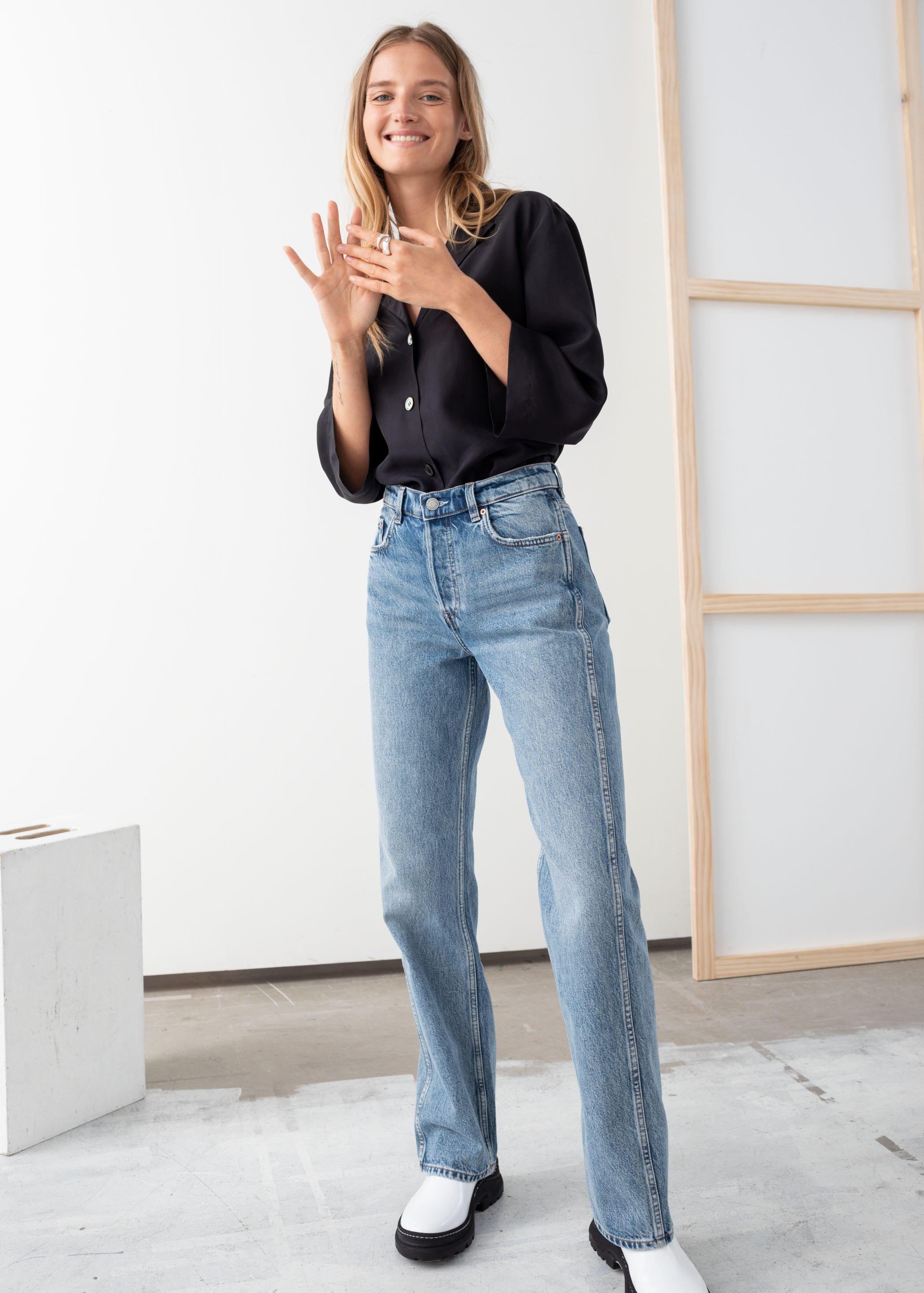 & Other Stories + Straight Mid-Rise Organic Cotton Jeans
