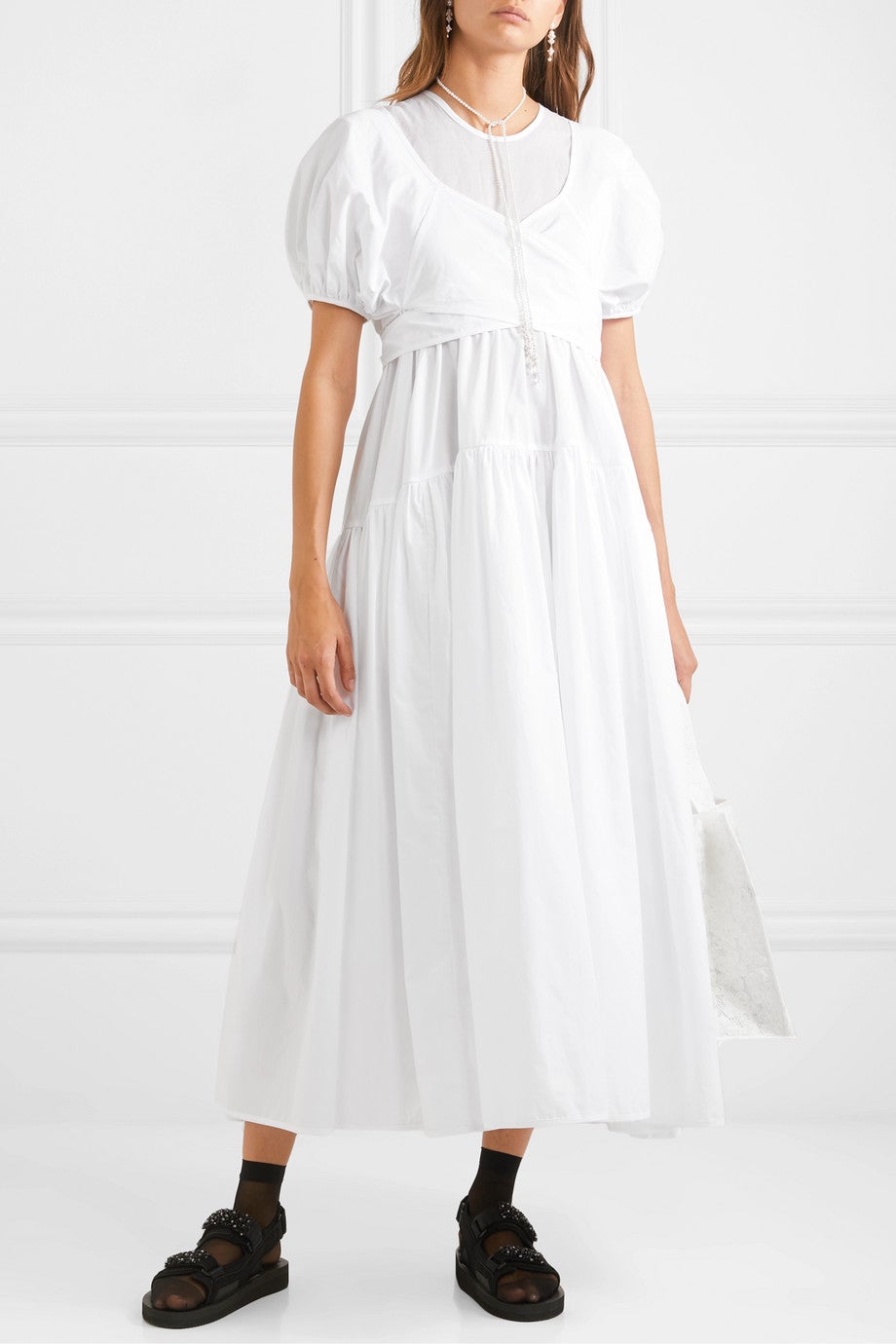 Cecilie Bahnsen x Sophie Bille Brahe + Anna Tie-Detailed Tiered Cotton ...