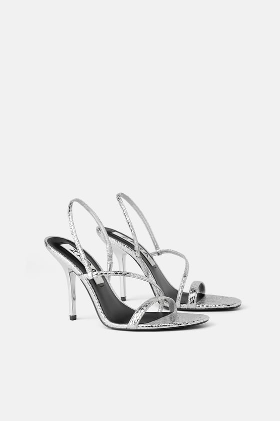 zara silver heeled sandals