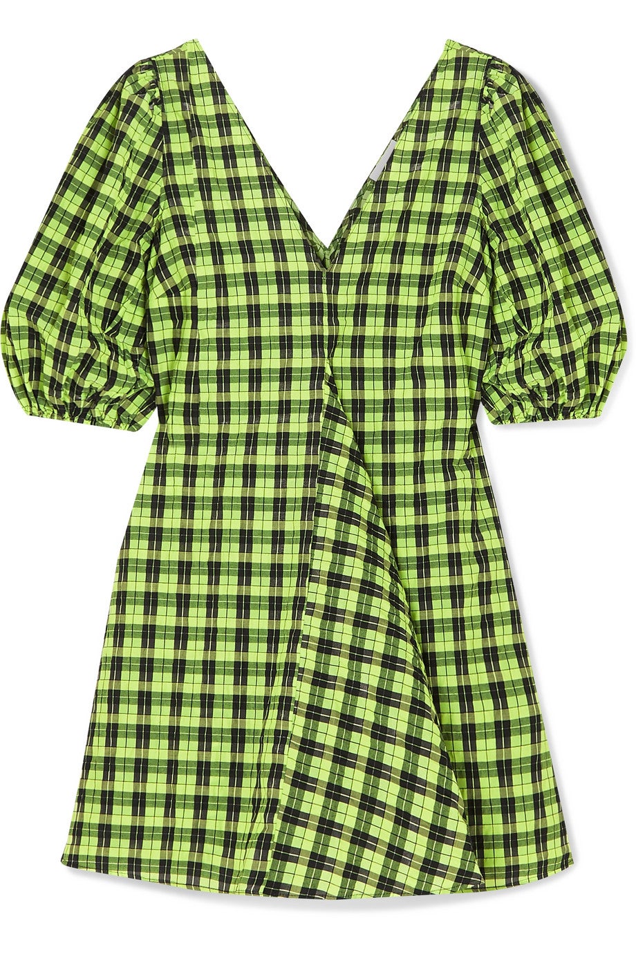 24AW【GANNI】Check Mini Dress Green Check Minidress by GANNI on Sale