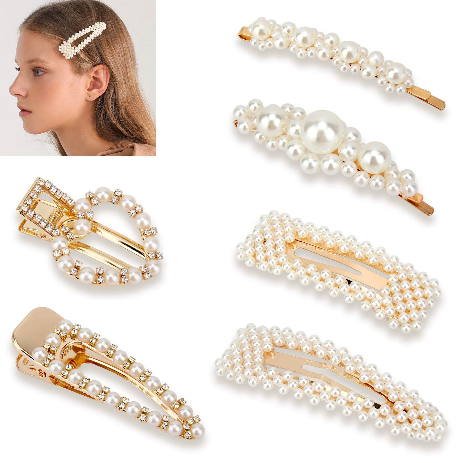 Amazon + 6 Pieces Artificial Pearl Hair Pins Hair Barrette