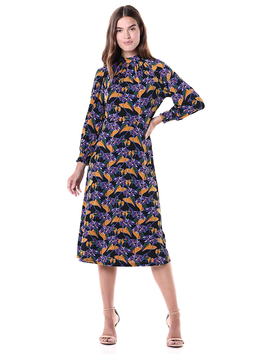 Adrianna Papell + Leafy Hearts Mockneck Dress