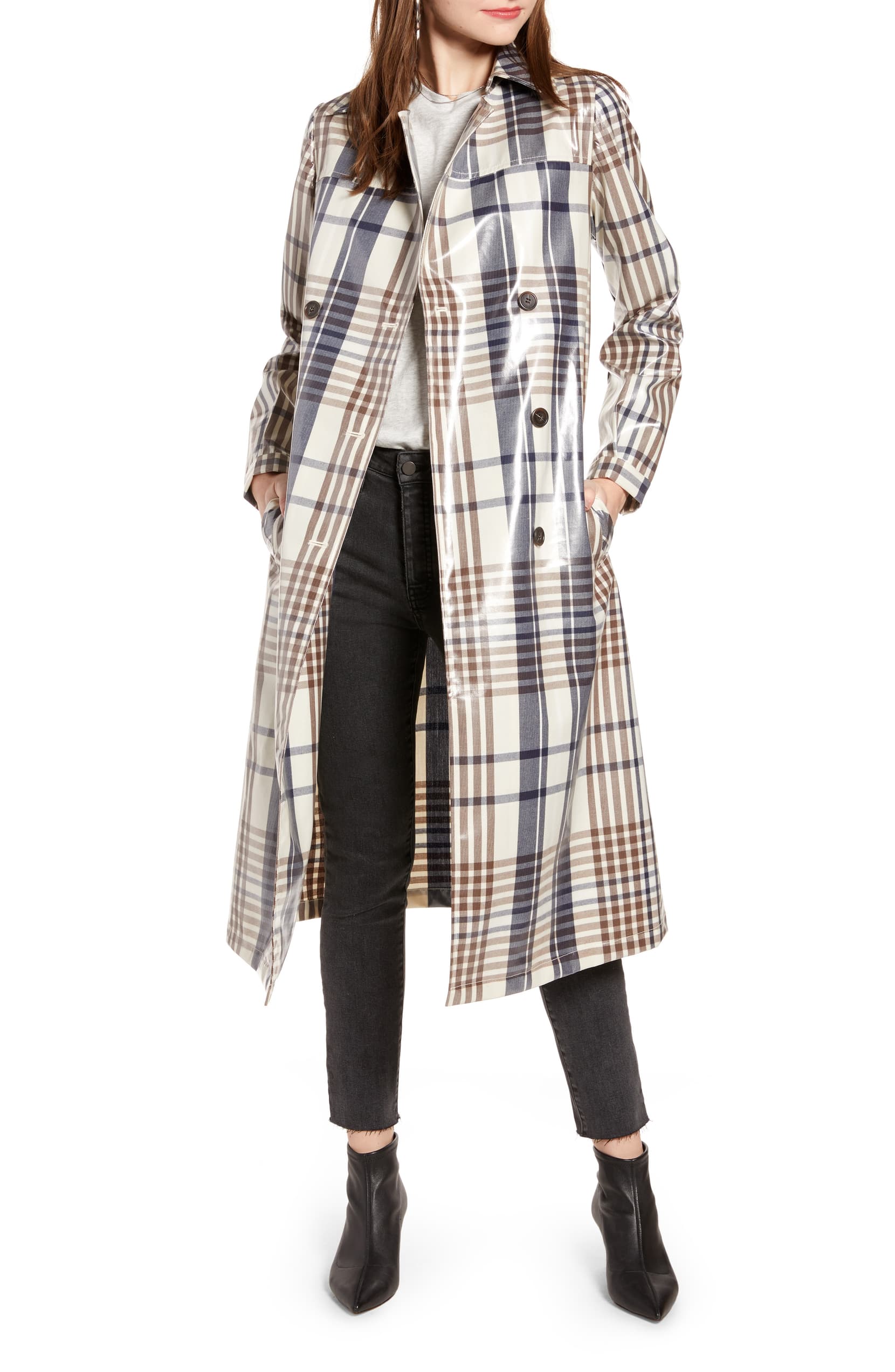 Somthing Navy + Water Resistant Plaid Trench