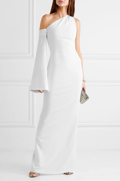 Solace London + One-Sleeve Stretch-Crepe Gown