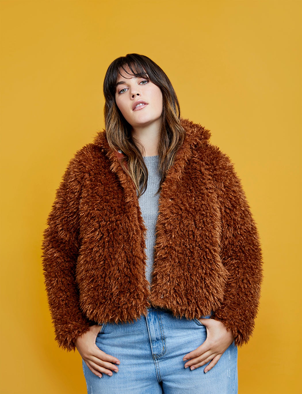 plus size fur bomber jacket
