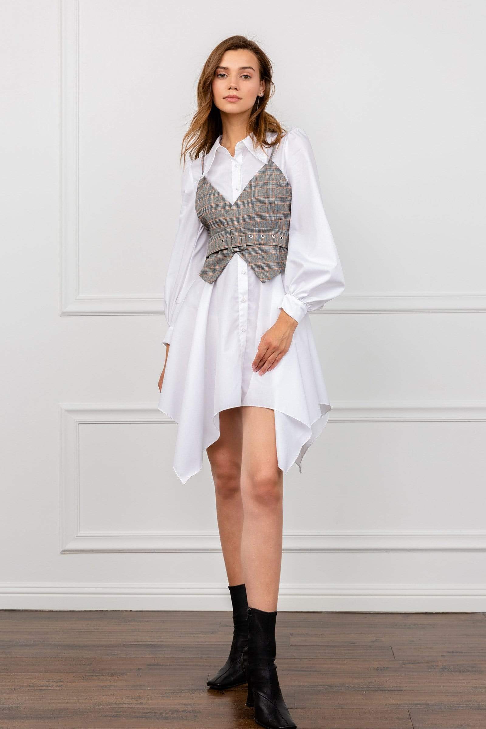 Jing + Plaid Corset Shirtdress