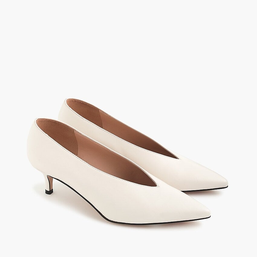 J.Crew + Dulci Closed-V Kitten Heels In Leather