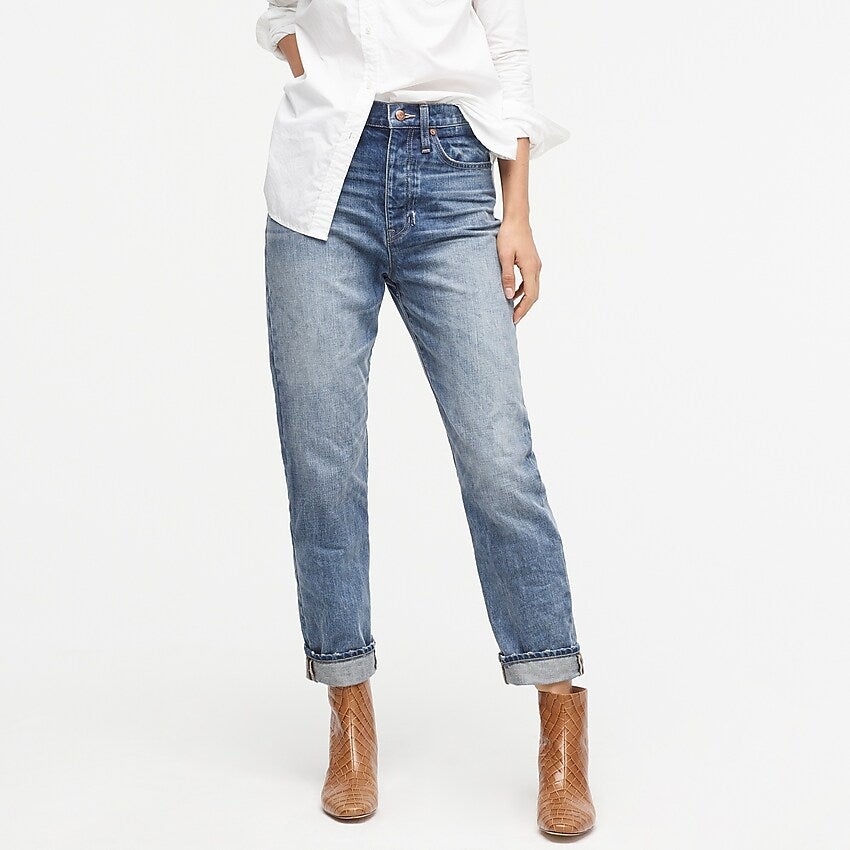 J.Crew + Slouchy Boyfriend Jean In Tinted Indigo Wash