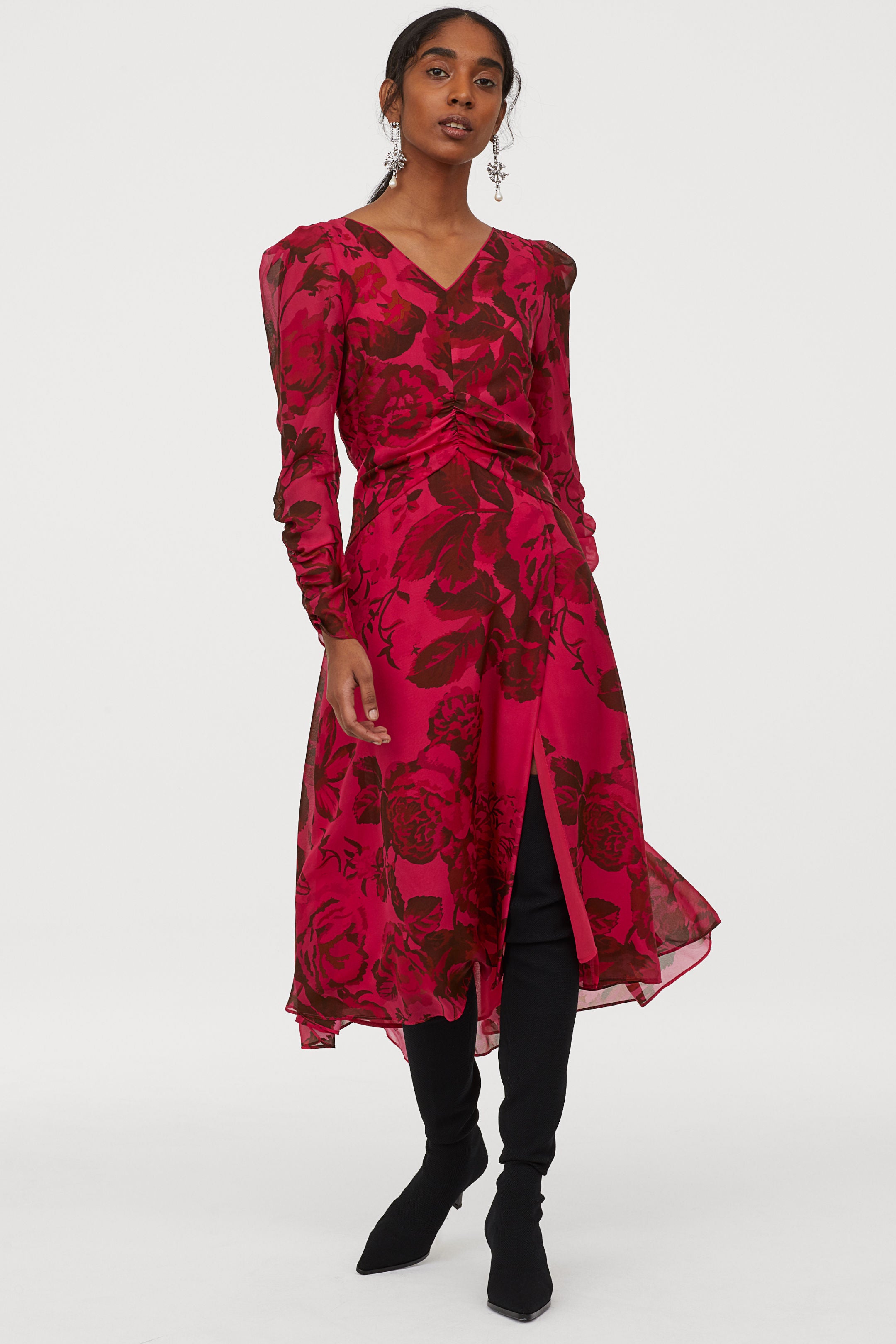 H&M + Patterned Silk Dress