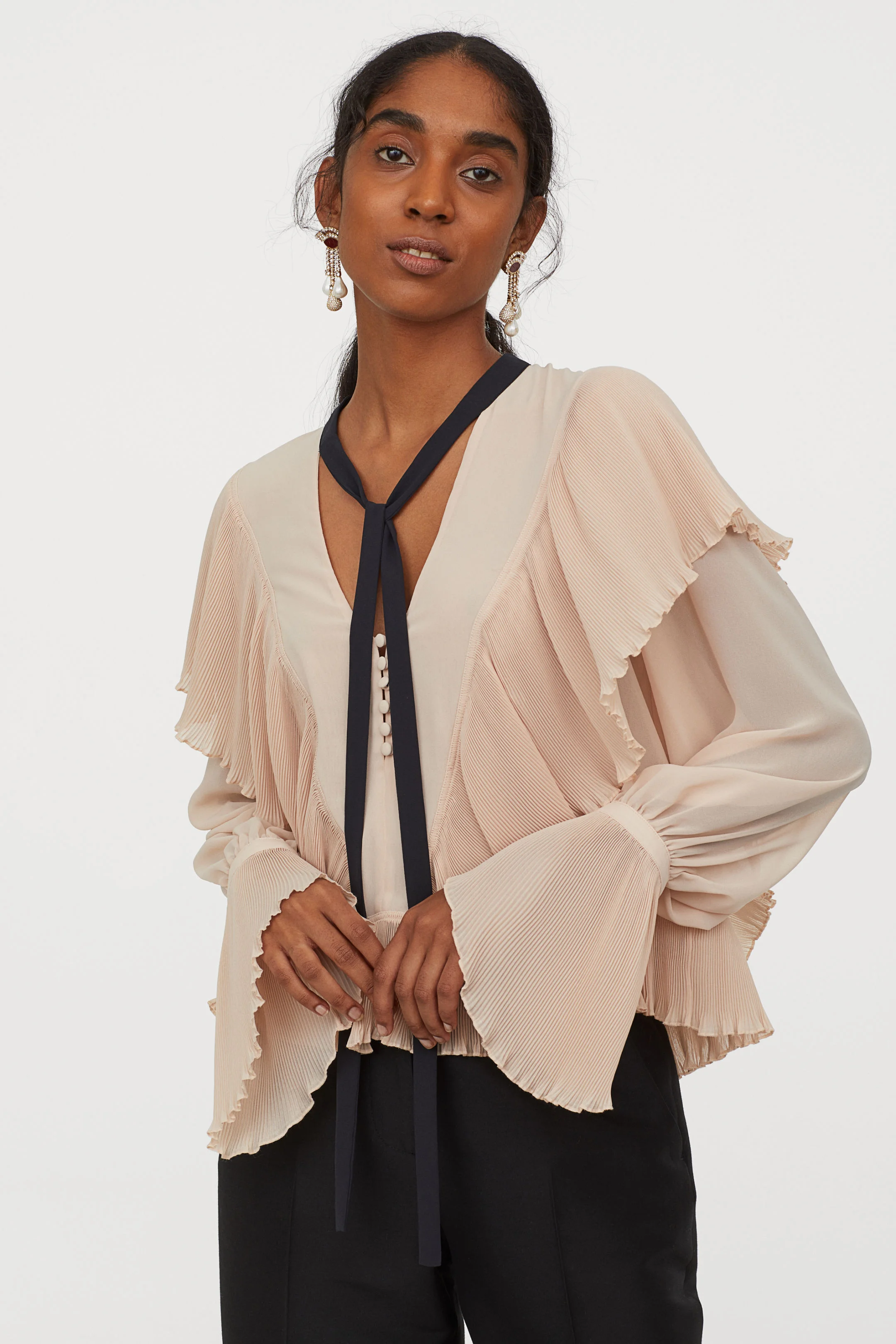 H M Pleated Chiffon Blouse