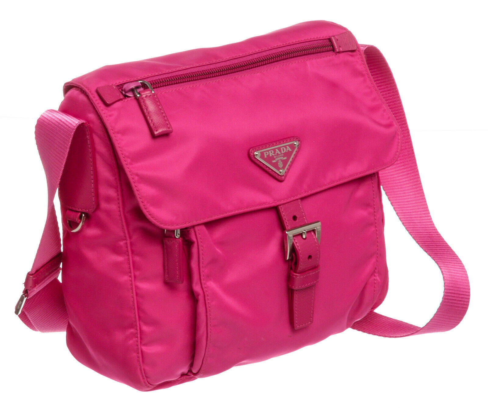 Prada + Pink Nylon/Leather Crossbody Bag